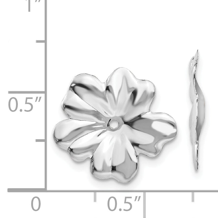 14k White Gold Polished Floral Design Earring Jackets