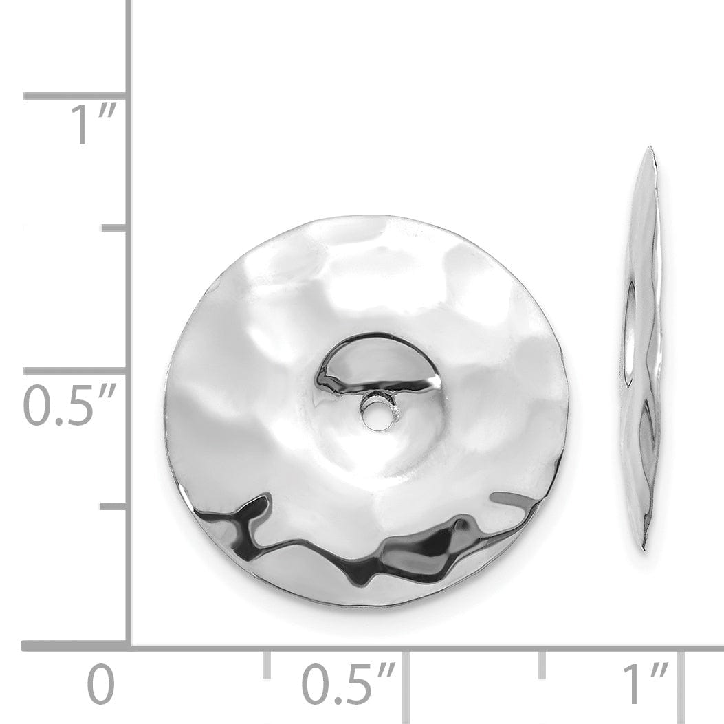 14k White Gold Polished Hammered Disc Design Earring Jackets