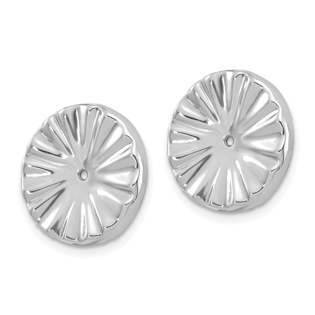 14k White Gold Polished Finish Sunburst Earring Jackets