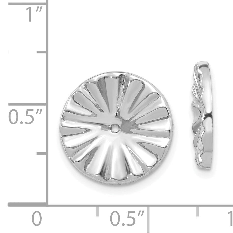 14k White Gold Polished Finish Sunburst Earring Jackets