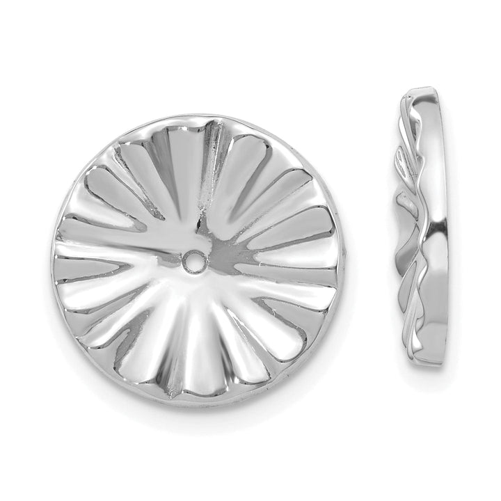 14k White Gold Polished Finish Sunburst Earring Jackets