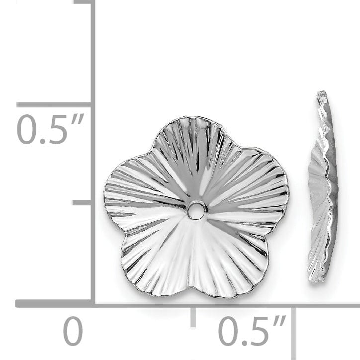 14k White Gold Polished Finish Fancy Floral Earring Jackets