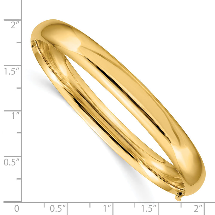 14k 5/16 High Polished 8.00mm Hinged Oval Bangle Bracelet
