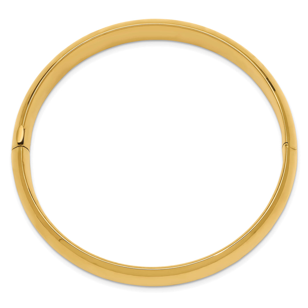14k 7/16 High Polished 10.00mm Hinged Oval Bangle Bracelet