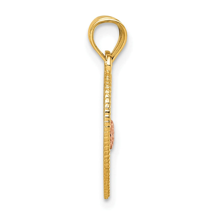 14K Two-Tone Gold Te Amo and Roses Break-Apart Heart Pendant