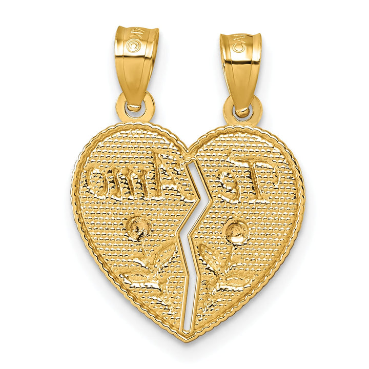 14K Two-Tone Gold Te Amo and Roses Break-Apart Heart Pendant