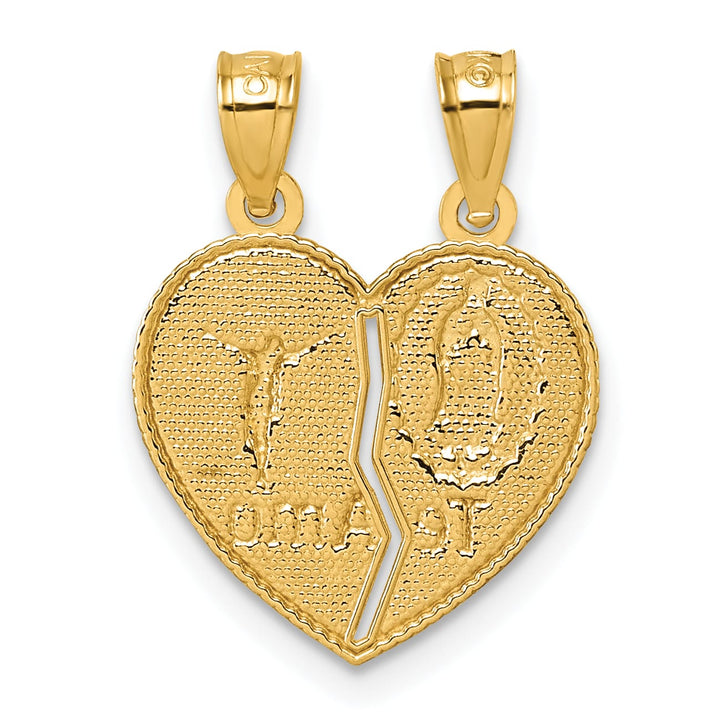 14K Yellow Gold Te Amo Guadalupe and Crucifix Break-Apart Pendant