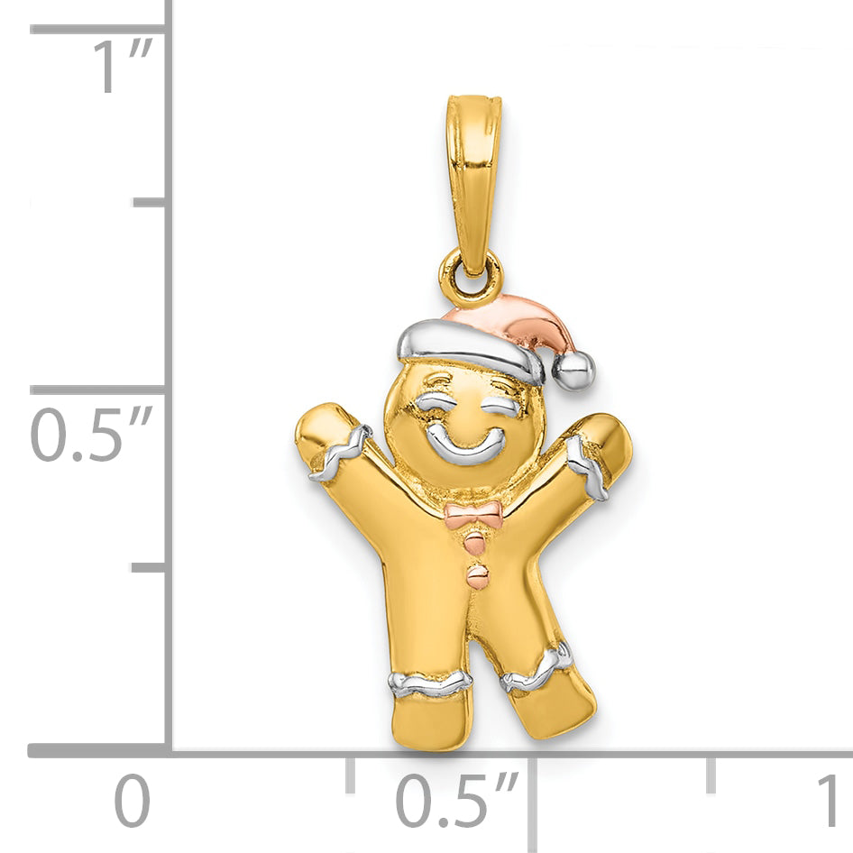 14k Yellow, White, Rose Gold Polished Gingerbread Man Charm Pendant