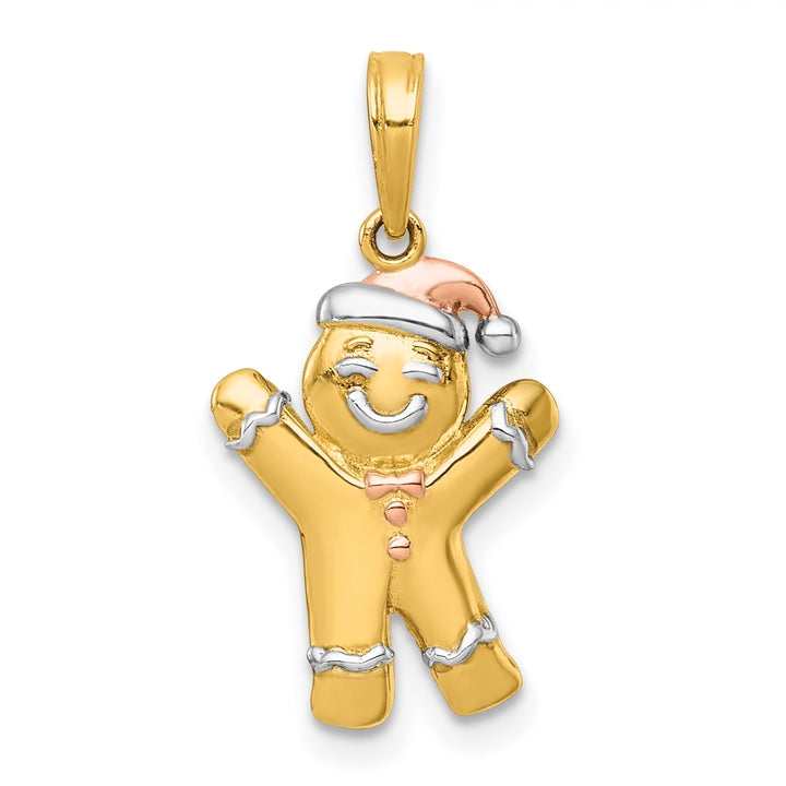 14k Yellow, White, Rose Gold Polished Gingerbread Man Charm Pendant