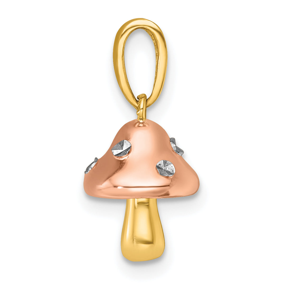 14k Yellow, White, Rose Gold 3-D Mushroom Charm Pendant
