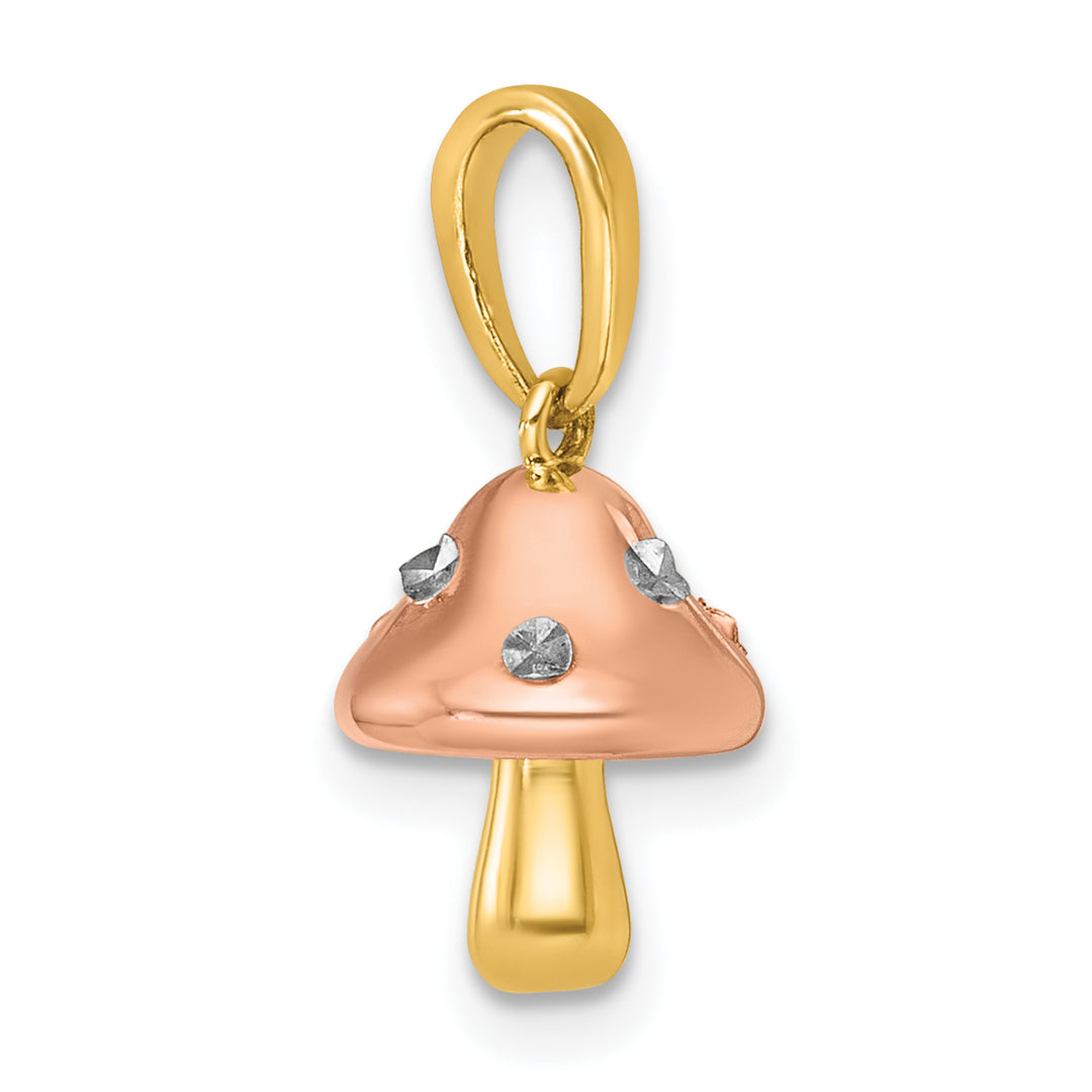 14k Yellow, White, Rose Gold 3-D Mushroom Charm Pendant