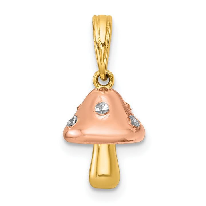 14k Yellow, White, Rose Gold 3-D Mushroom Charm Pendant