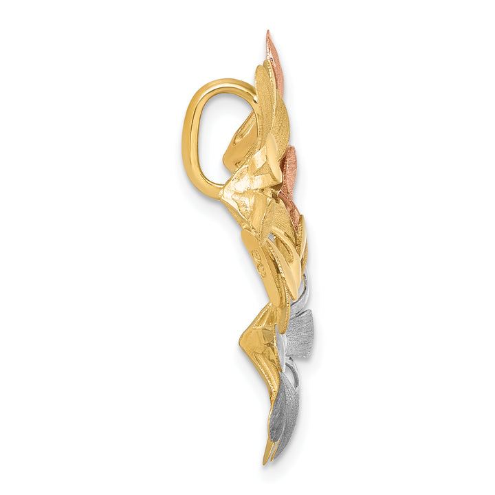 14k Yellow, White, Rose Gold Three Flowers Chain Slide Pendant
