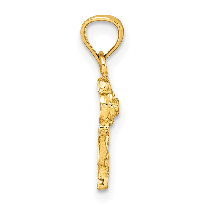 14k Yellow Gold Polished D.C Finish Rose Charm Pendant