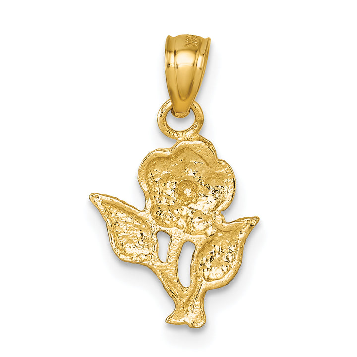 14k Yellow Gold Polished D.C Finish Rose Charm Pendant