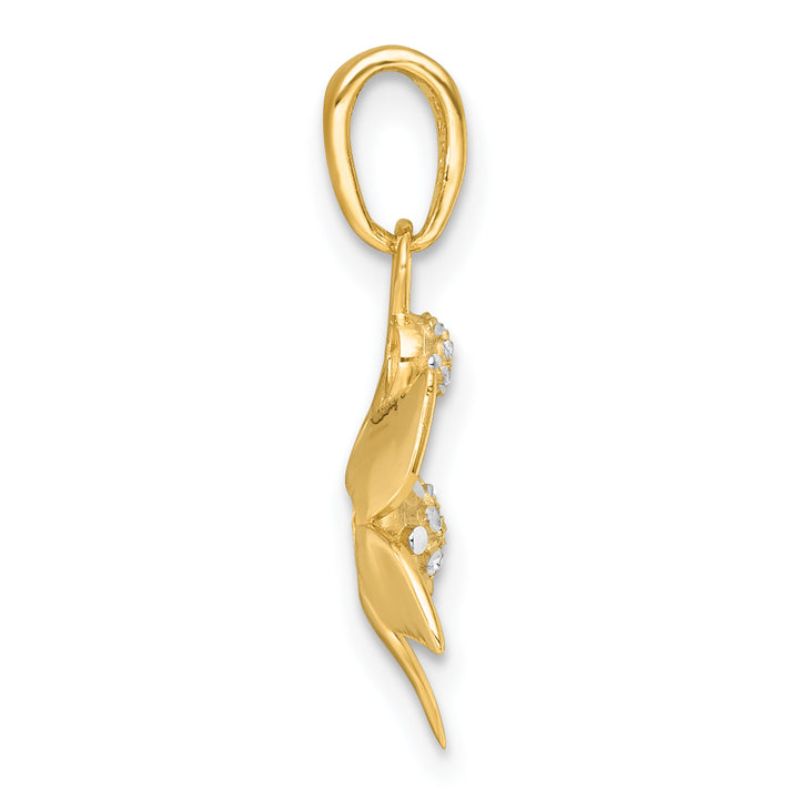 14k Yellow, White Gold Blooming Flower Design Charm Pendant