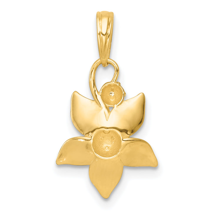 14k Yellow, White Gold Blooming Flower Design Charm Pendant