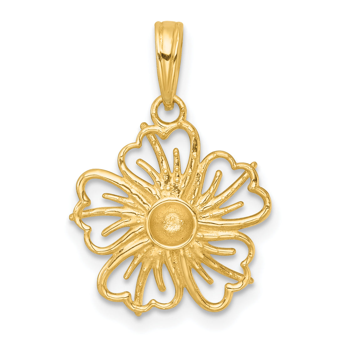 14k Yellow,White Gold Polished Fancy Pierced Flower Charm