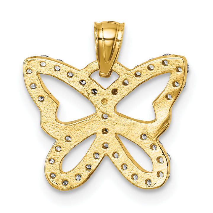 14k Yellow Gold C.Z Cut Out Wing Butterfly Design Pendant