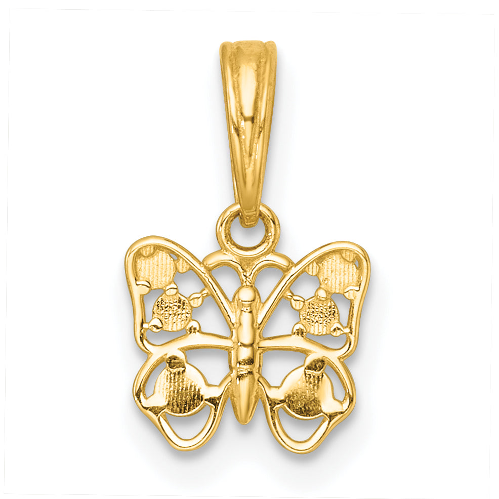 14k Yellow, White Gold Polished Finish Butterfly Charm Pendant
