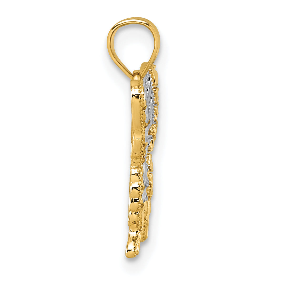14k Yellow, White Gold D.C Cut Out Design Butterfly Pendant