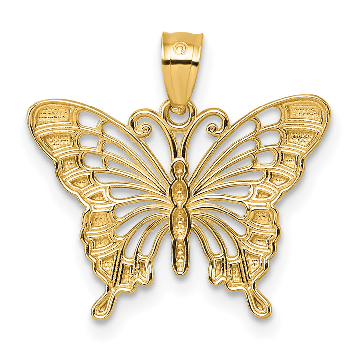 14k Yellow, White Gold D.C Cut Out Design Butterfly Pendant