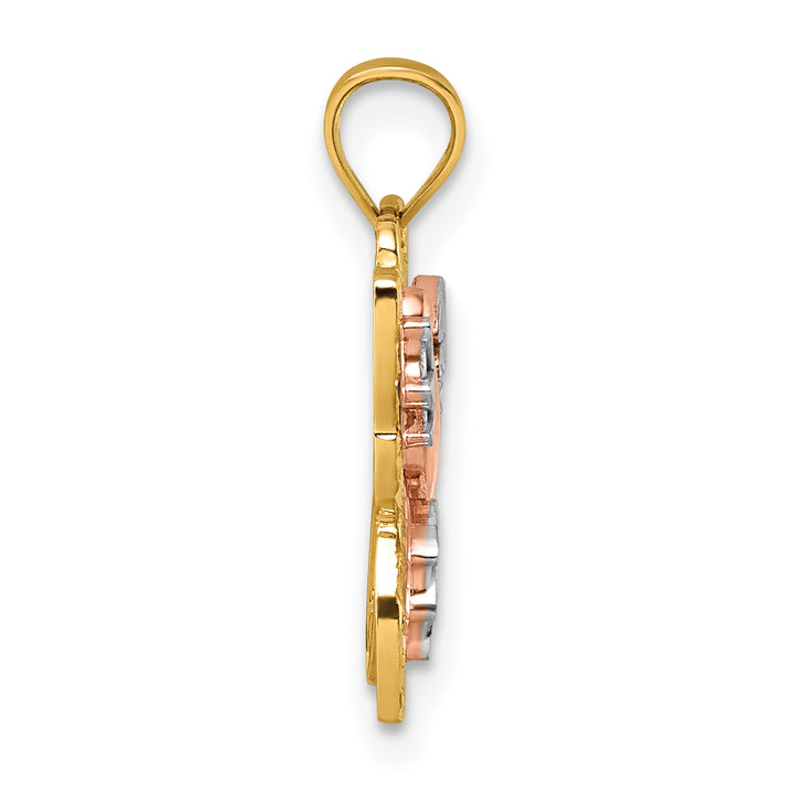 14k Two-tone Gold D.C Polished Cut-Out Design Butterfly Pendant