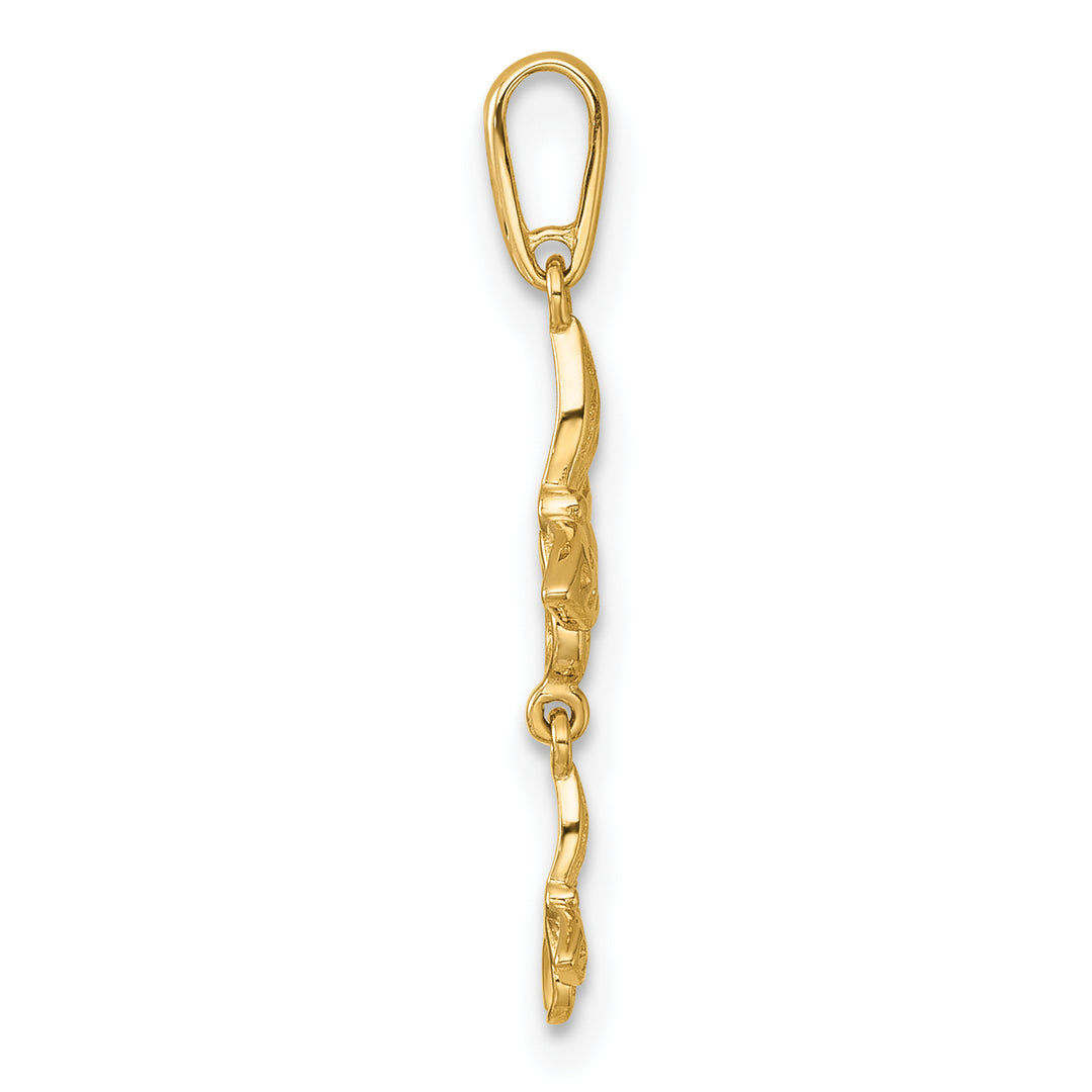 14k Yellow Gold Double Butterfly Dangle Charm Pendant