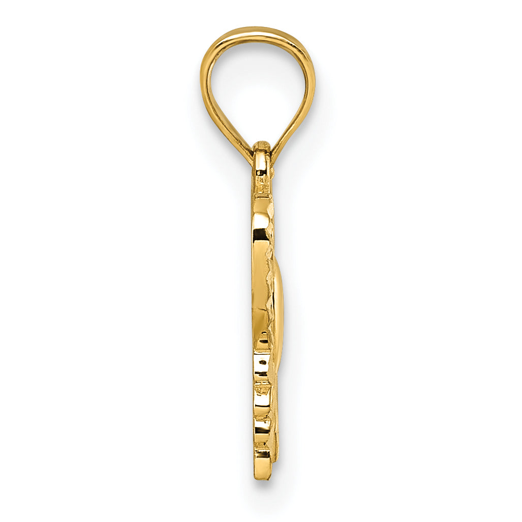 14k Yellow Gold Polished D.C Cut Out Design Butterfly Pendant