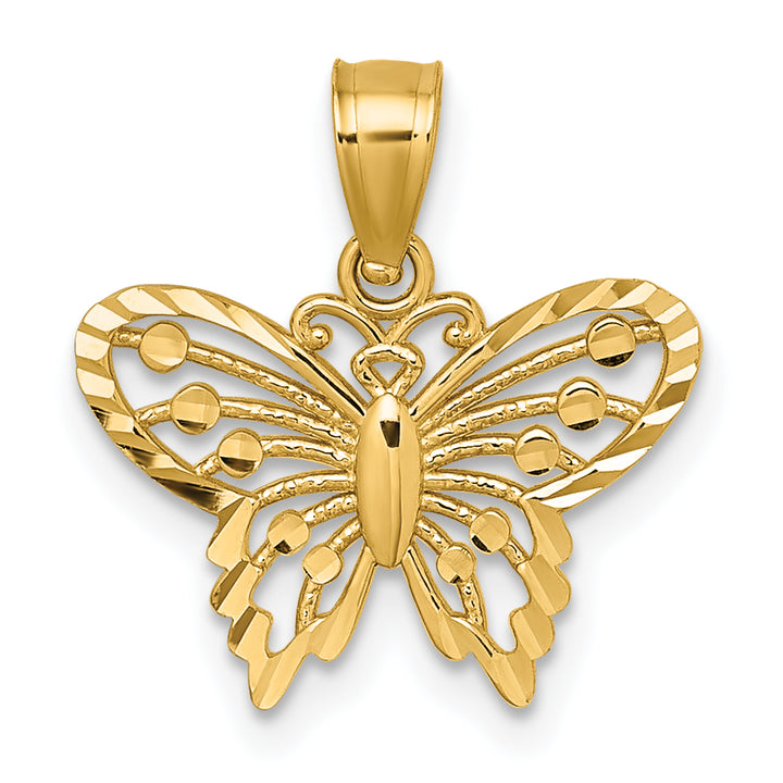 14k Yellow Gold Polished D.C Cut Out Design Butterfly Pendant