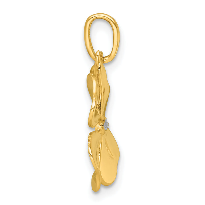 14k Yellow Gold Polished Finish 4-Leaf Clover Charm Pendant