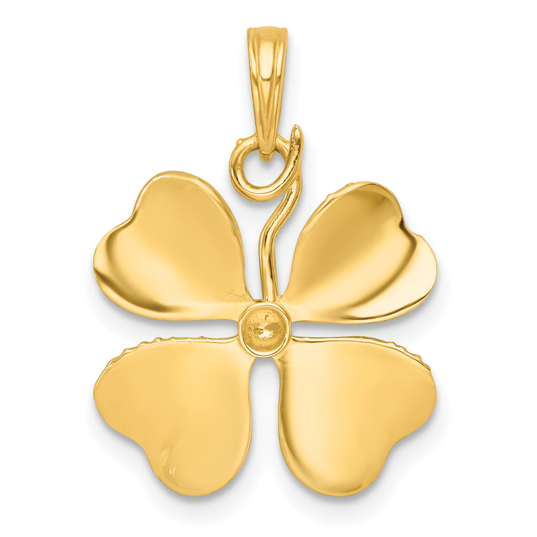 14k Yellow Gold Polished Finish 4-Leaf Clover Charm Pendant