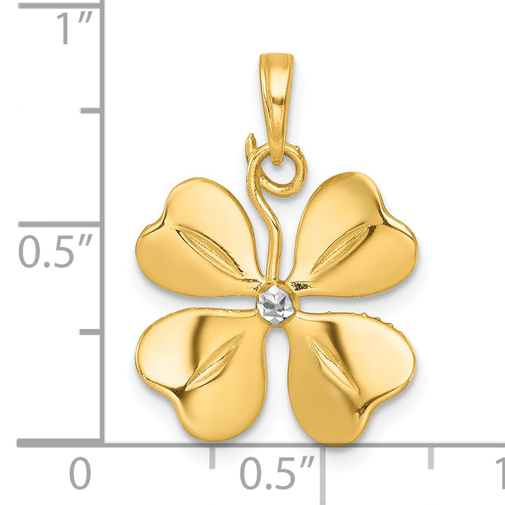 14k Yellow Gold Polished Finish 4-Leaf Clover Charm Pendant
