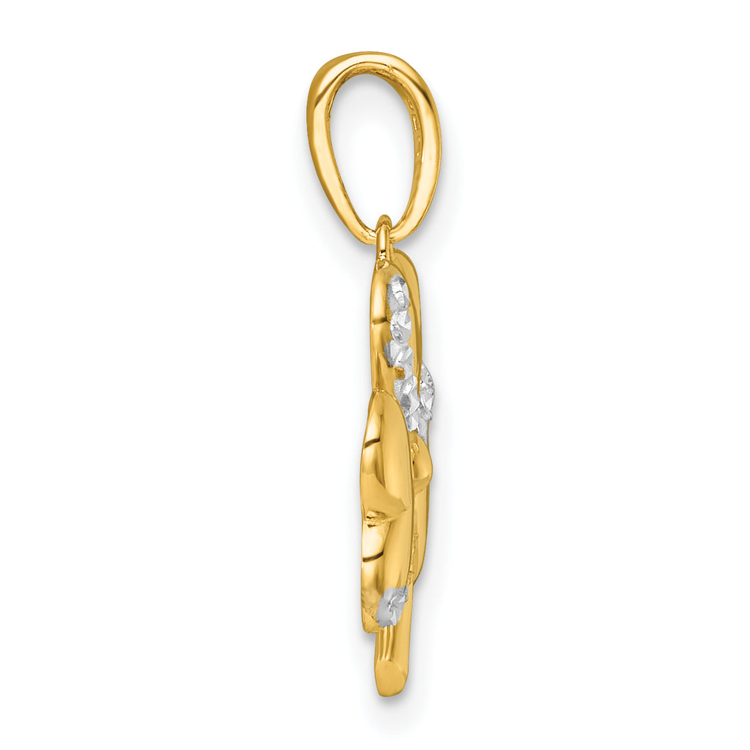 14k Yellow,White Gold Polished 3-Leaf Clover Design Pendant