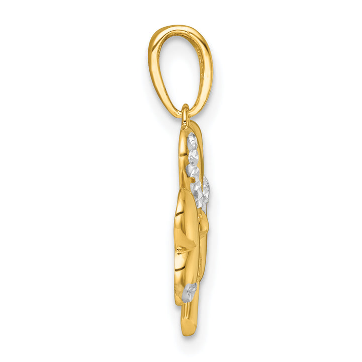 14k Yellow,White Gold Polished 3-Leaf Clover Design Pendant