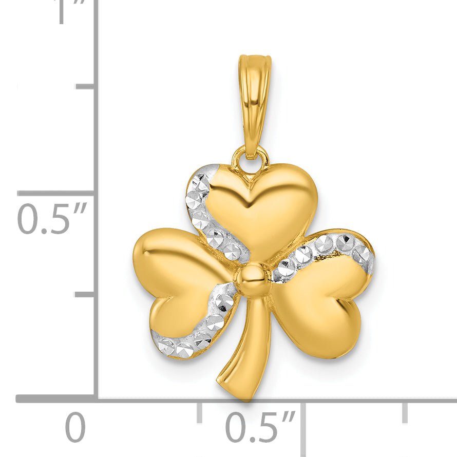 14k Yellow,White Gold Polished 3-Leaf Clover Design Pendant