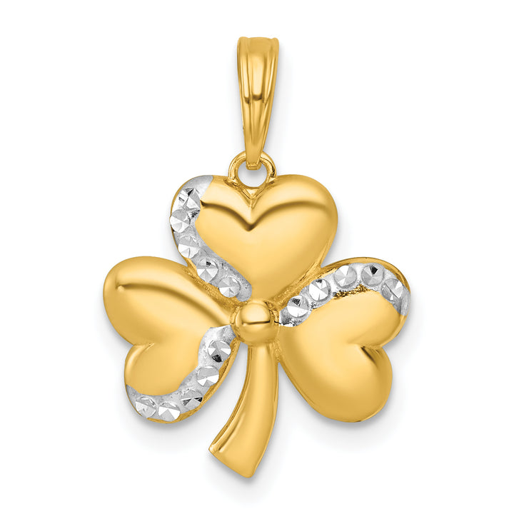 14k Yellow,White Gold Polished 3-Leaf Clover Design Pendant