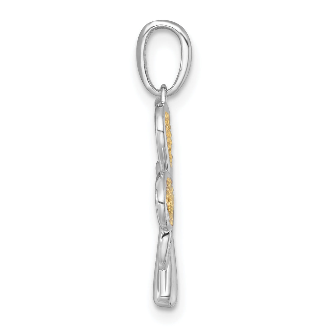 14k Yellow,White Gold Polished Fancy 3-Leaf Clover Charm Pendant