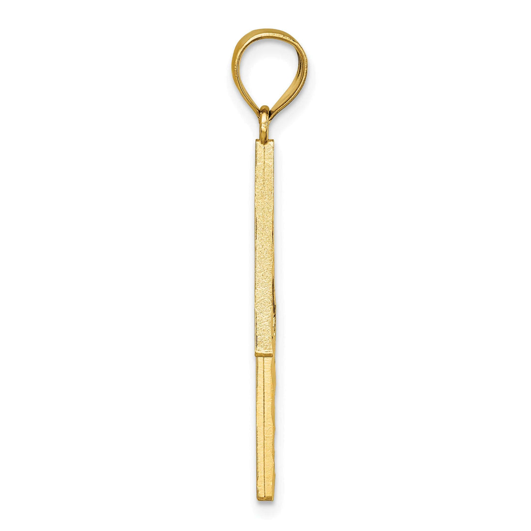14k Yellow Gold Textured Finish Lighting Bolt Pendant