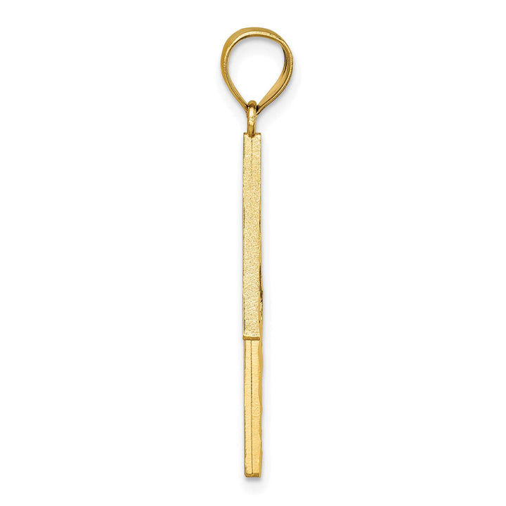 14k Yellow Gold Textured Finish Lighting Bolt Pendant
