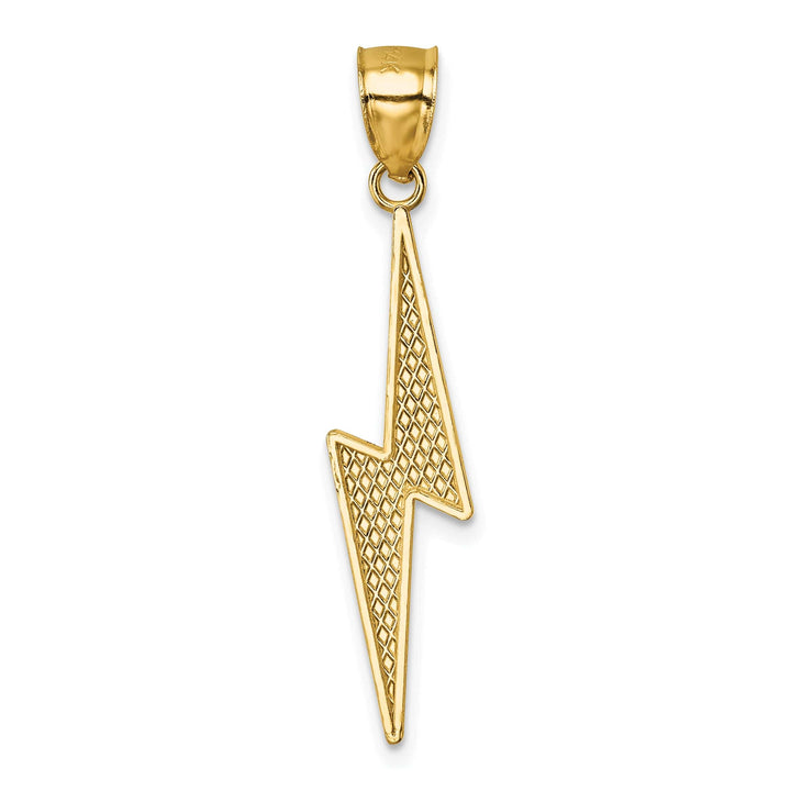 14k Yellow Gold Textured Finish Lighting Bolt Pendant