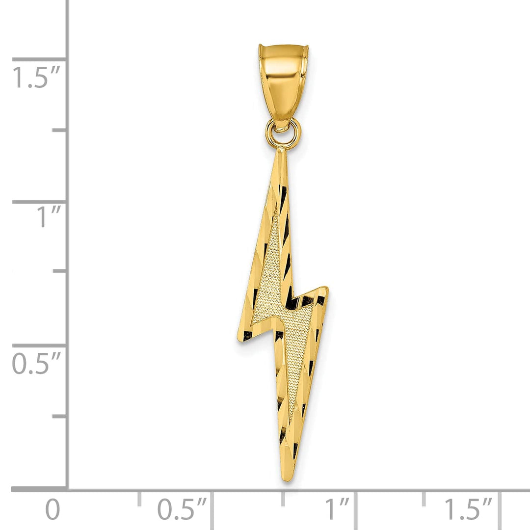 14k Yellow Gold Textured Finish Lighting Bolt Pendant