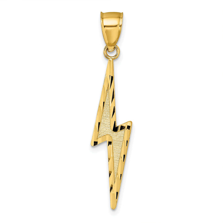 14k Yellow Gold Textured Finish Lighting Bolt Pendant