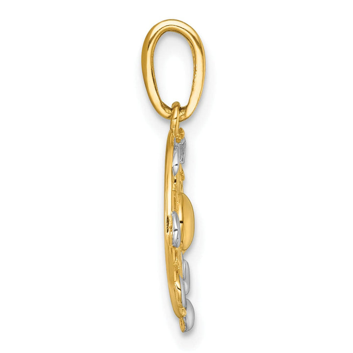 14k Two Tone Gold Polished Sun With Moon Cycle Design Pendant