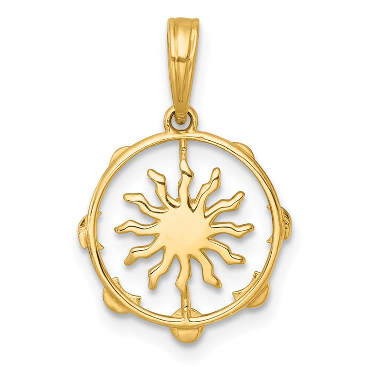 14k Two Tone Gold Polished Sun With Moon Cycle Design Pendant