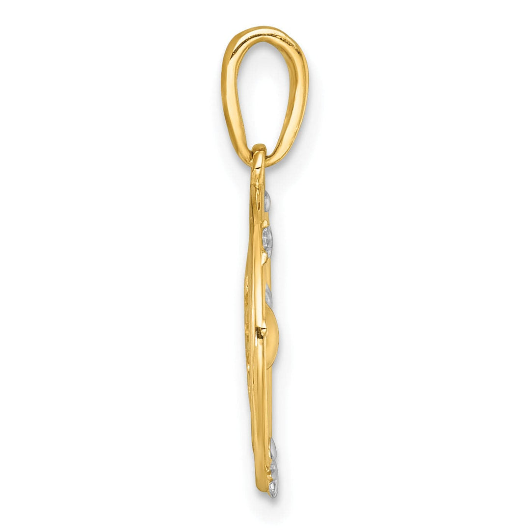 14k Two Tone Polished Sun With Solar System Orbit Design Pendant