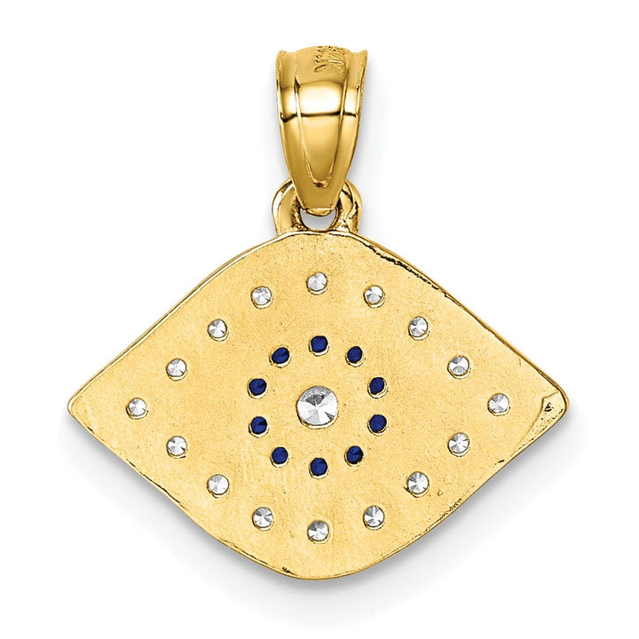 14k Yellow Gold Blue Spinel C.Z Evil Eye Charm Pendant