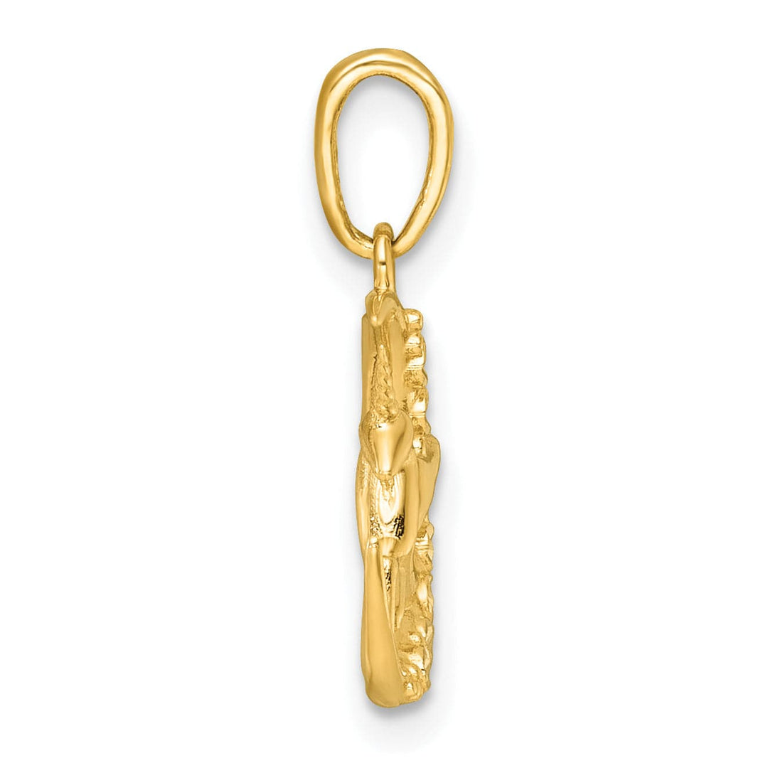 14k Two Tone Gold Polished Unicorn In Moon Design Pendant