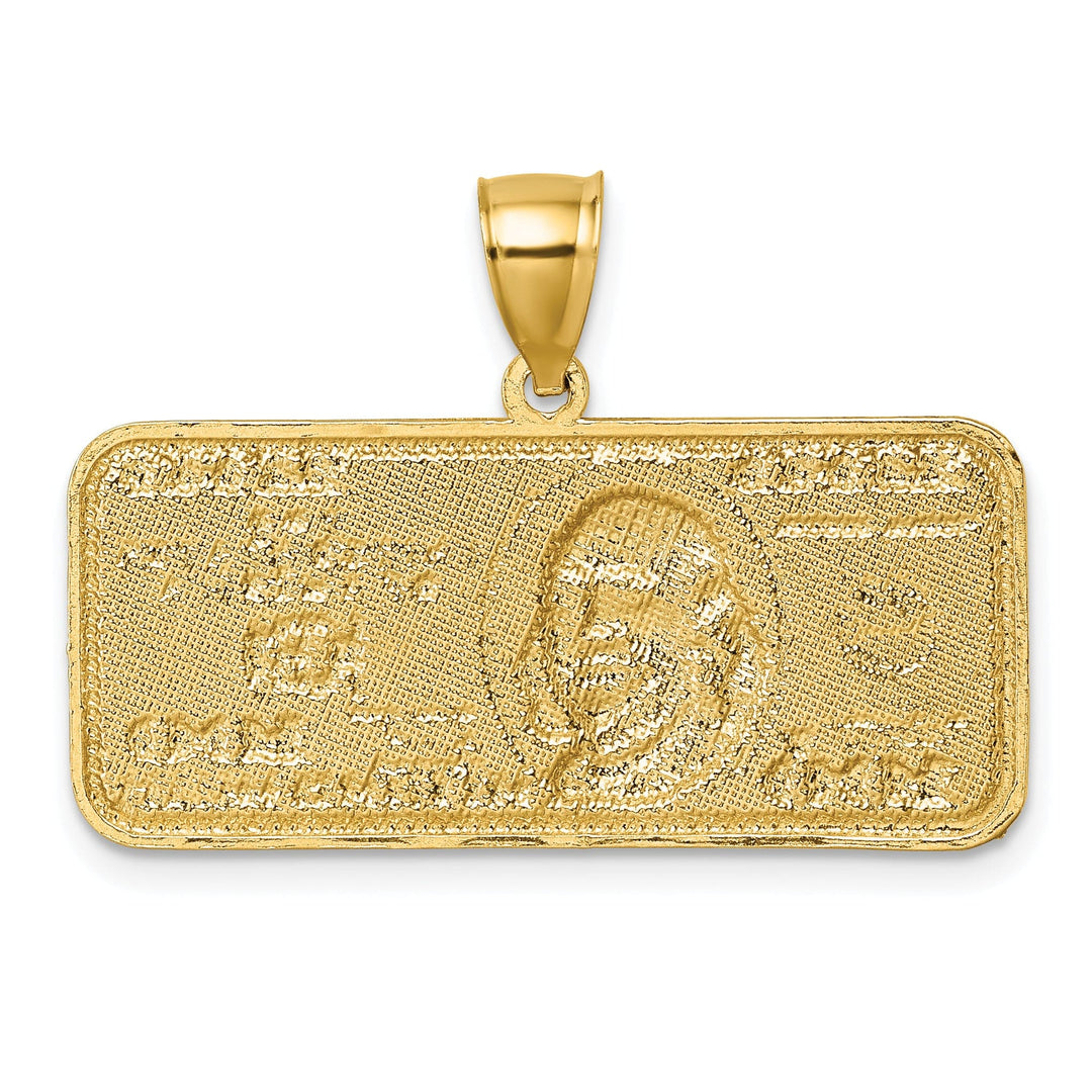 14k Yellow, White Gold Polished D.C Finish 100 Dollar Bill Pendant