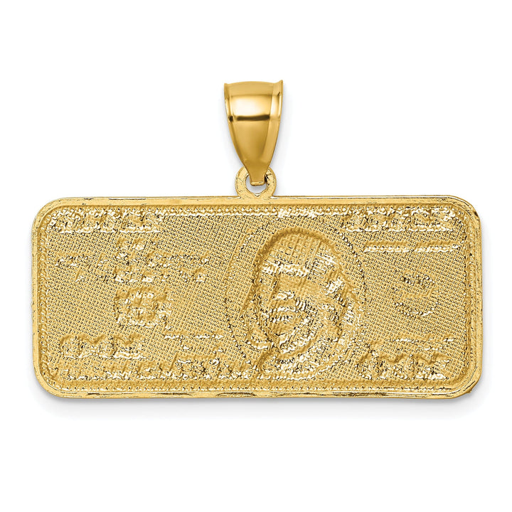 14k Yellow, White Gold Polished D.C Finish 100 Dollar Bill Pendant